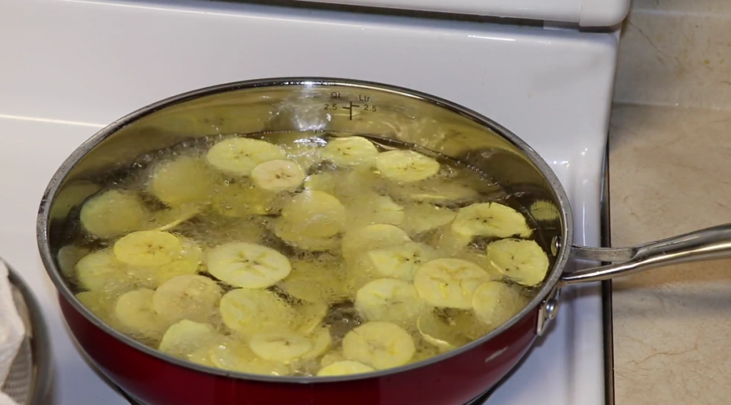 Fry green plantain chips Kitchen UK